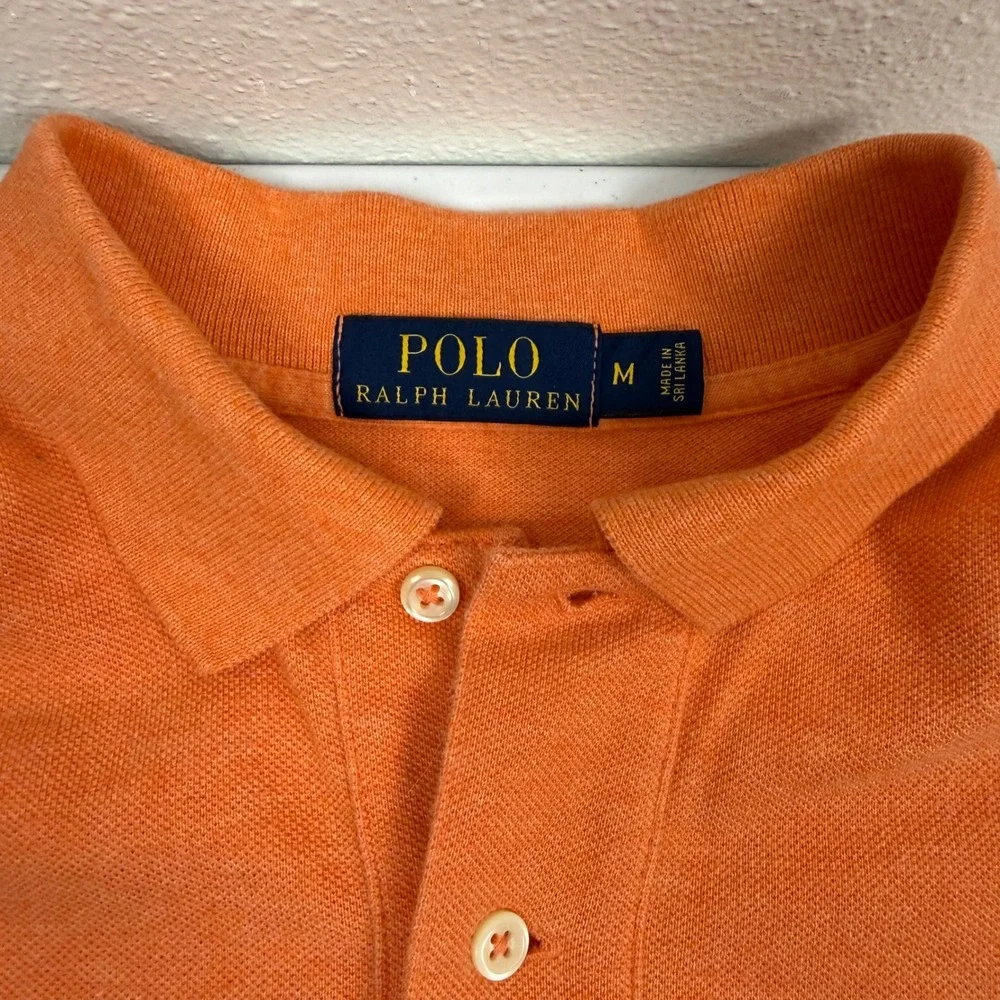Polo Ralph Lauren Mens Orange Heather Short Sleeve‎ Pique Polo Shirt Size M